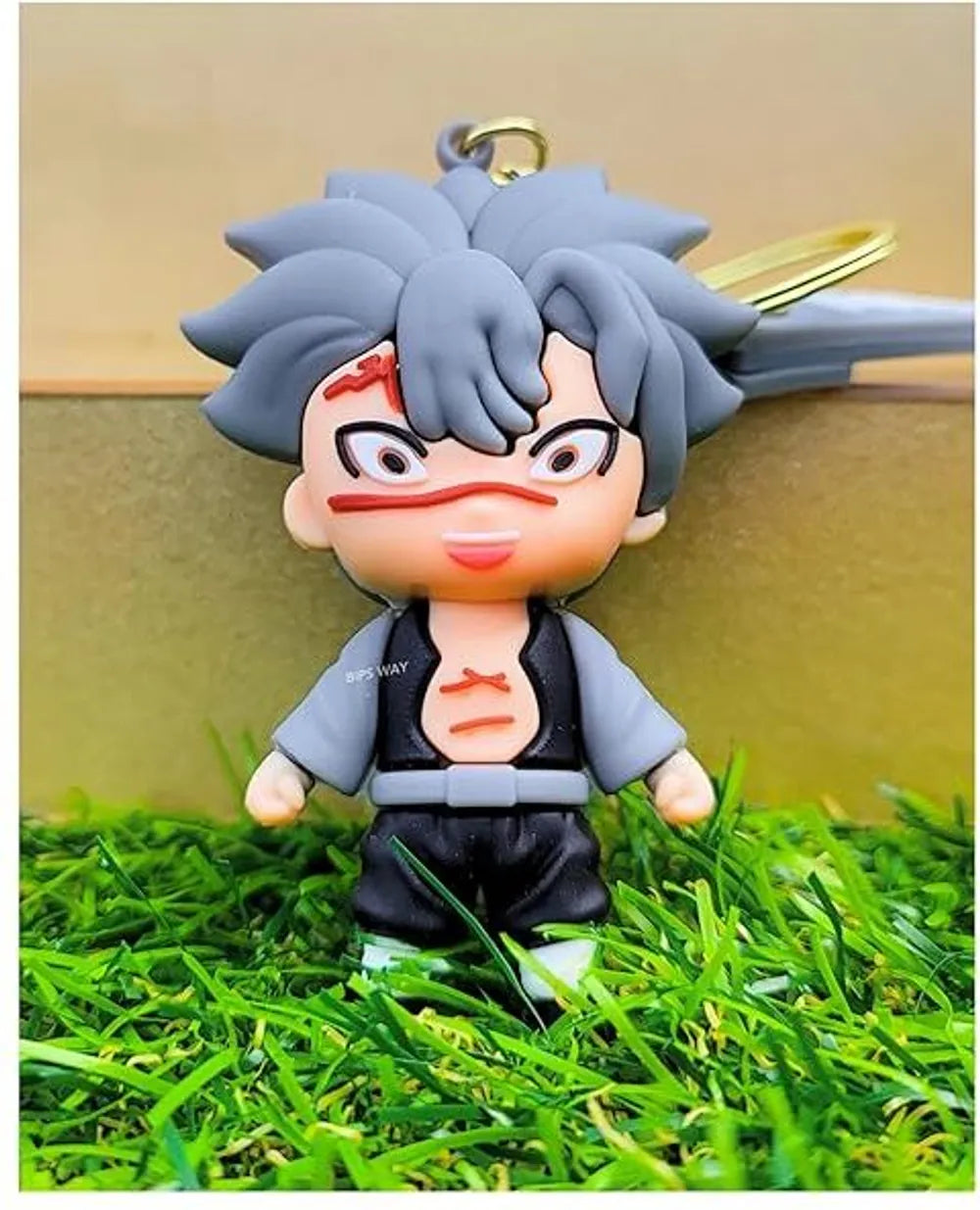 World Gift Mart Demon Slayer Sanemi Keychain for Boys & Anime Fans | Cute Silicone Key Chain