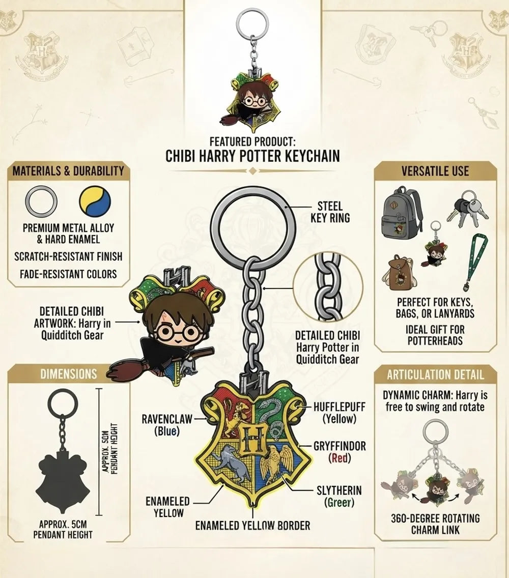 World Gift Mart Cute Wizard Boy Metal Keychain – Anime Inspired Enamel Keyring for Keys, Bags Key Chain