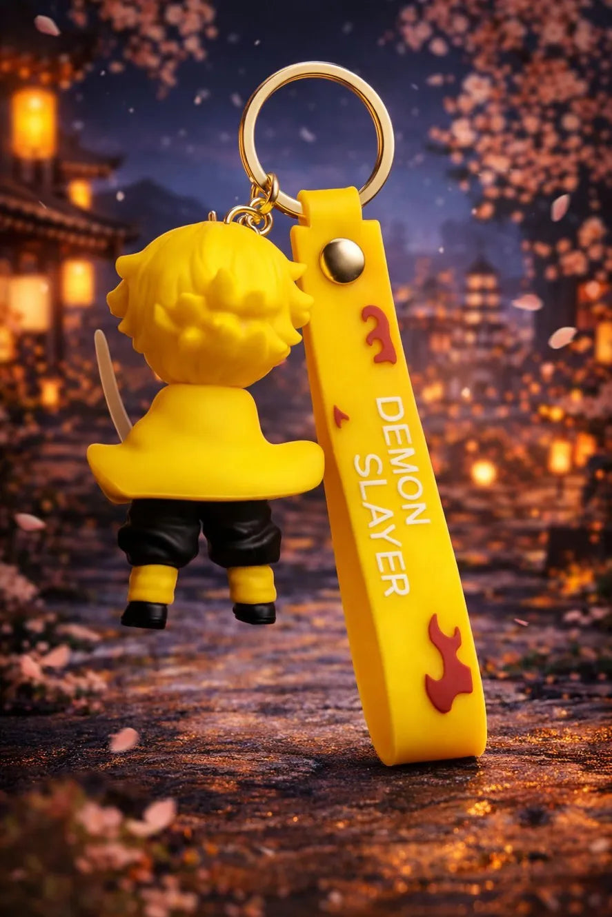 World Gift Mart Demon Slayer Anime Character Zenitsu Keychain – High-Quality Cartoon Sword Key Chain