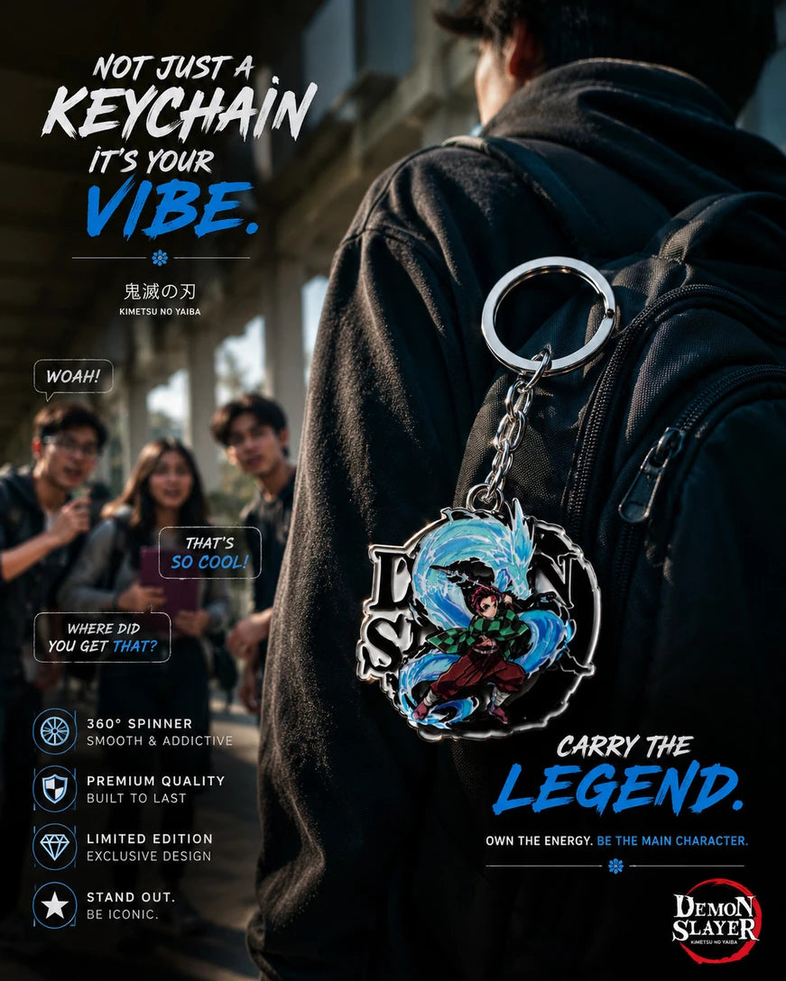 World Gift Mart Demon Slayer Anime Metal Keychain|Premium Double-Sided Character for Bike,Car Key Chain