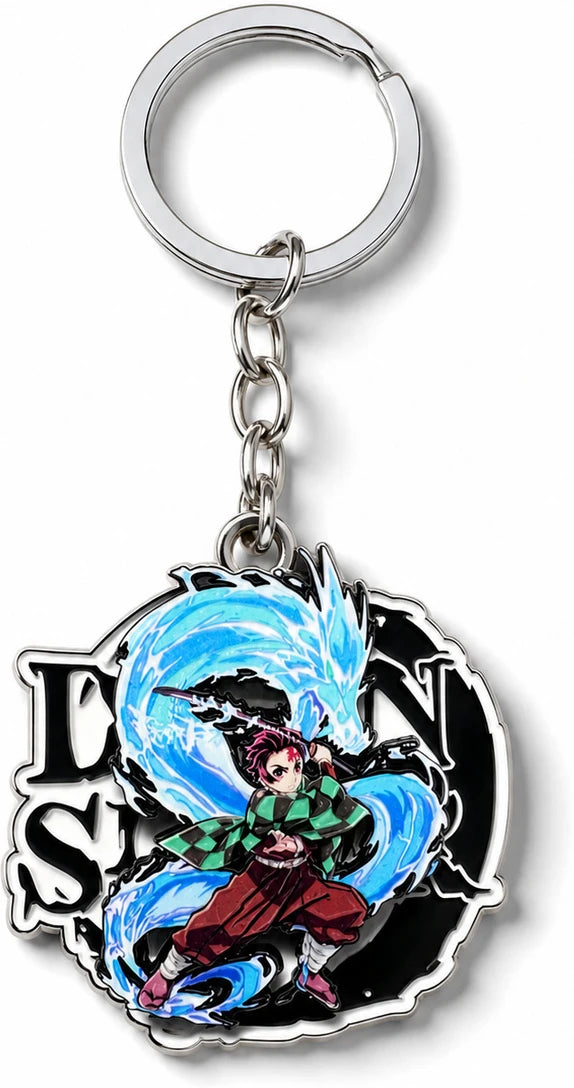 World Gift Mart Demon Slayer Anime Metal Keychain|Premium Double-Sided Character for Bike,Car Key Chain