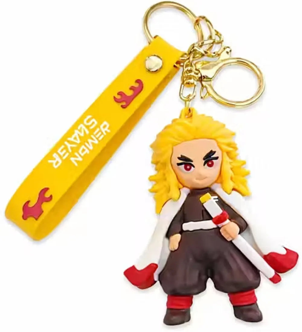 World Gift Mart Demon Slayer Rengoku Keychain with Strap ||Best gift for demon slayer fans Key Chain