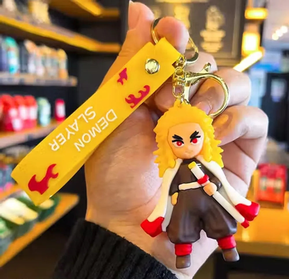 World Gift Mart Demon Slayer Rengoku Keychain with Strap ||Best gift for demon slayer fans Key Chain