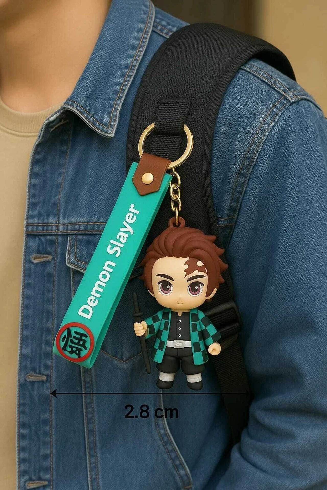 World Gift Mart Demon Slayer Tanjiro keychain| Cartoon Character Bag Charm | Cute PVC Keyring Key Chain