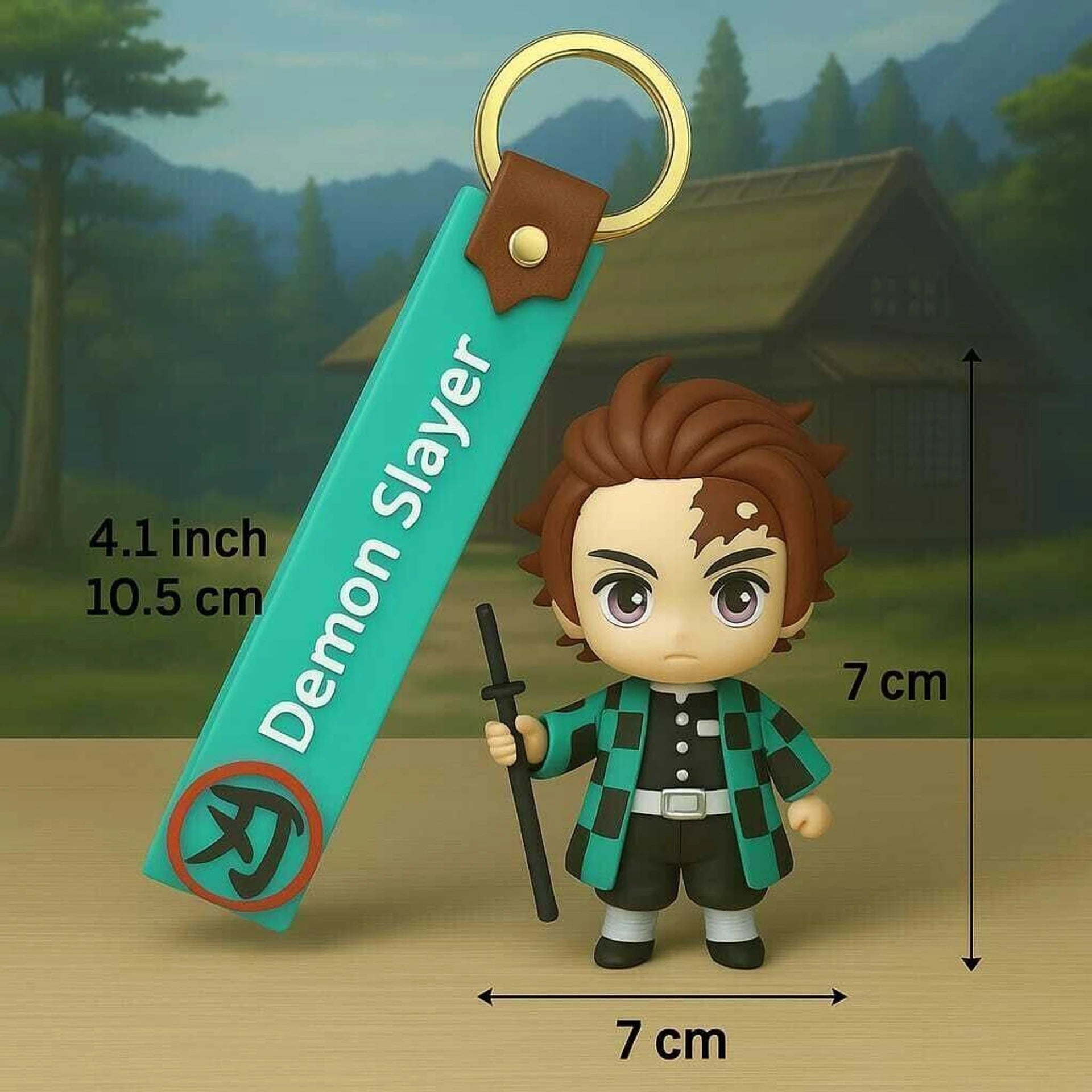 World Gift Mart Demon Slayer Tanjiro keychain| Cartoon Character Bag Charm | Cute PVC Keyring Key Chain