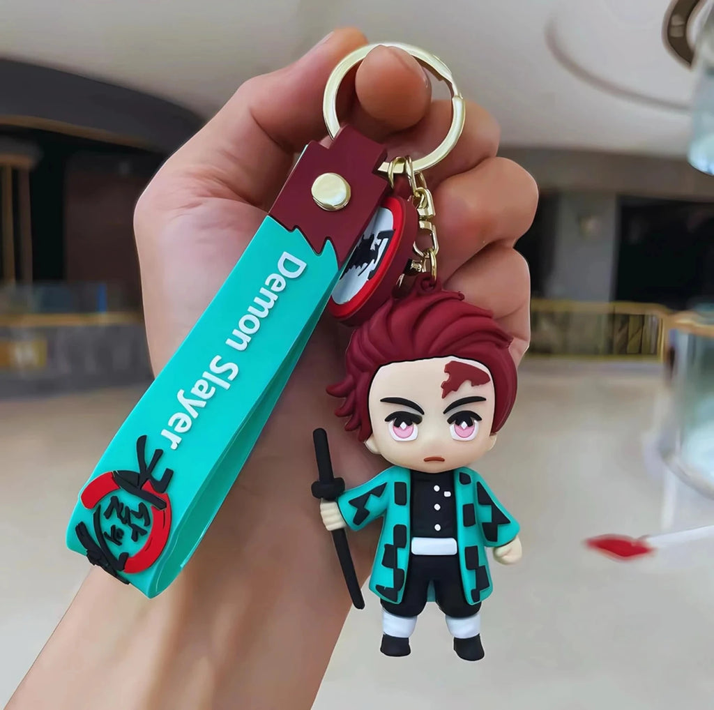 World Gift Mart Demon Slayer Tanjiro keychain| Cartoon Character Bag Charm | Cute PVC Keyring Key Chain