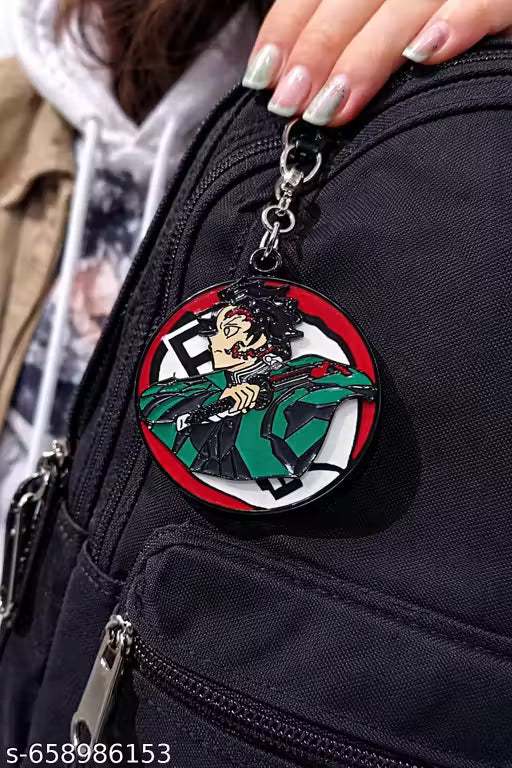 World Gift Mart Limited Edition Demon Slayer Tanjiro Spinner Keychain | Rotating Anime Keyring | Premium Metal Fidget Keychain | Stylish Bag Charm for Boys & Anime Fans