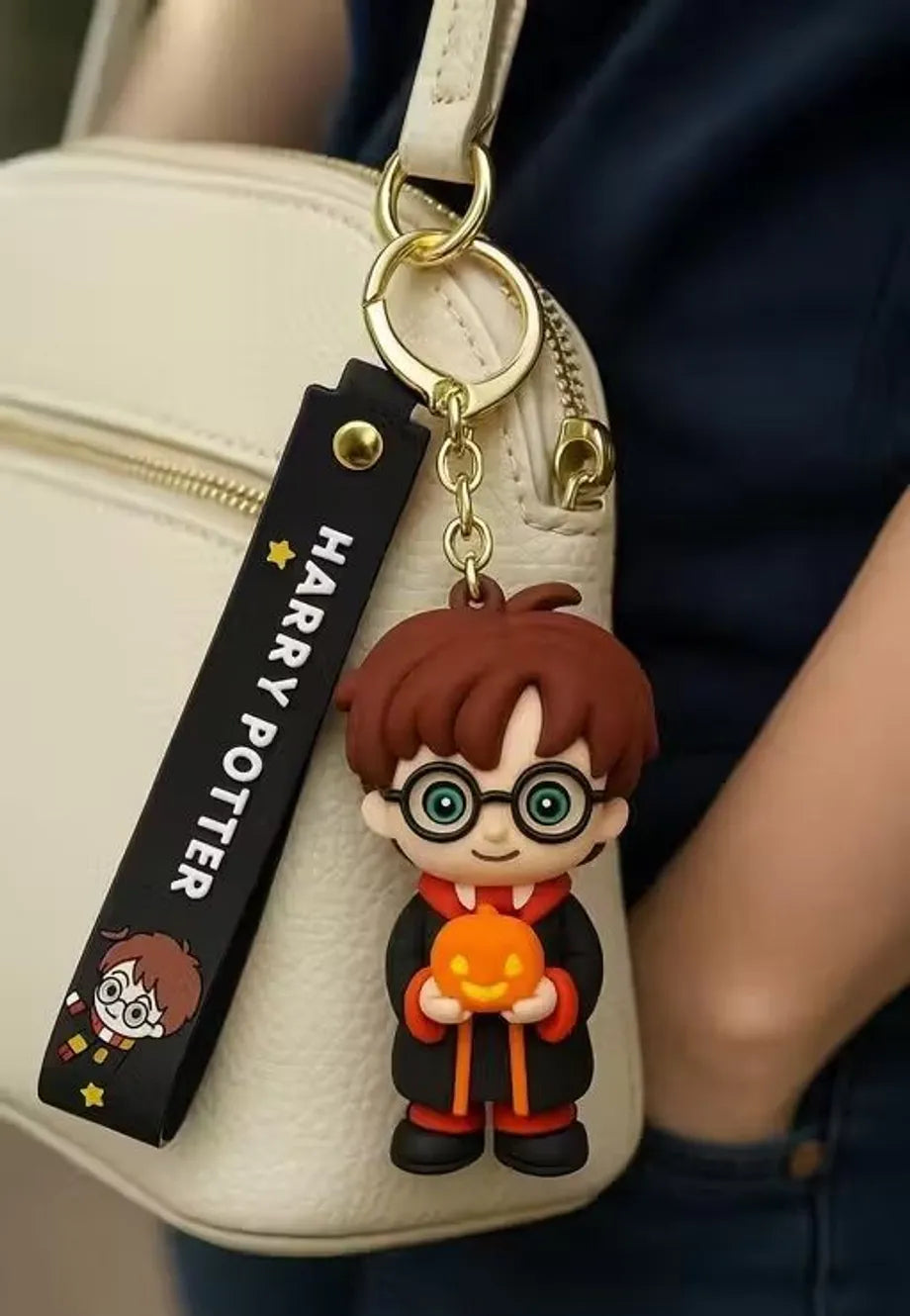 World Gift Mart Harry Potter Cartoon Keychain with Premium Silicone Strap|Unisex Bag Charm Key Chain