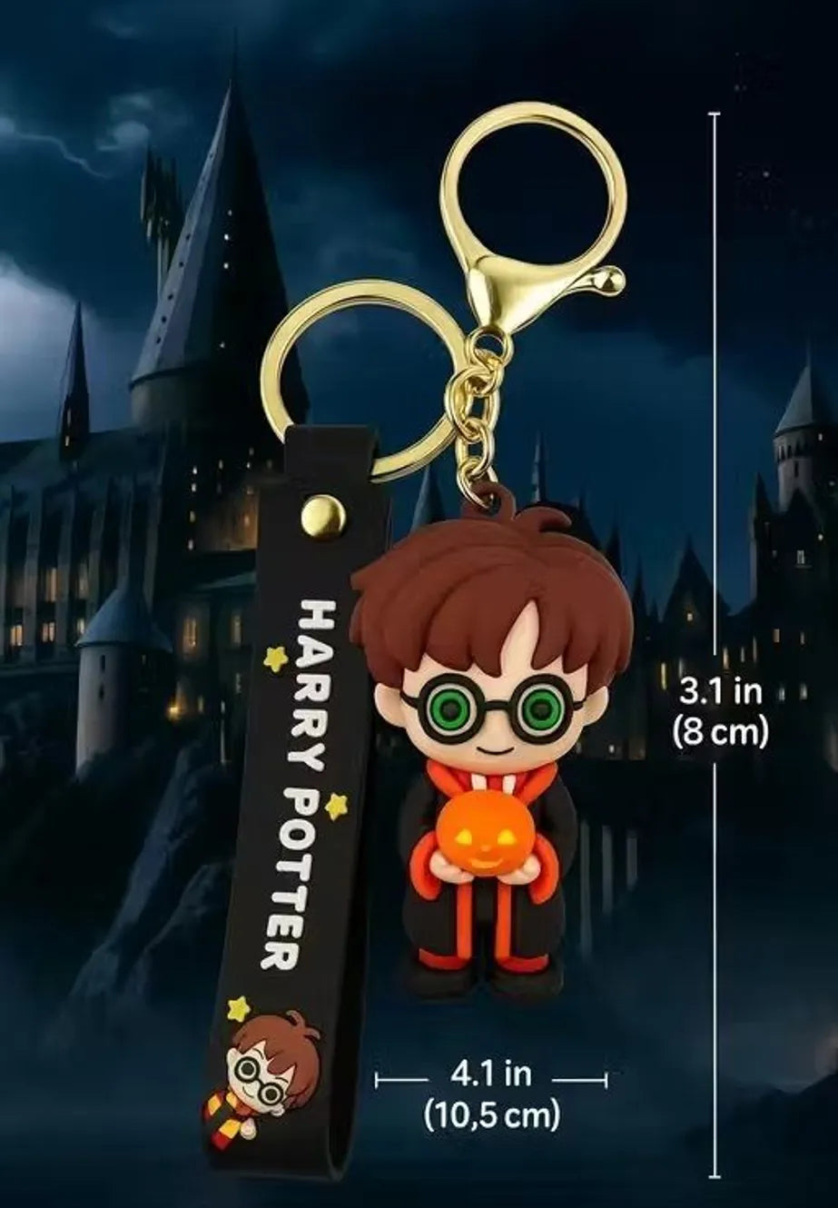 World Gift Mart Harry Potter Cartoon Keychain with Premium Silicone Strap|Unisex Bag Charm Key Chain