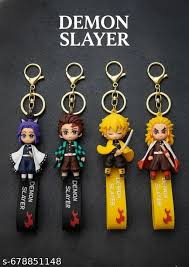 (PACK OF 4 ) DEMON SLAYER INFINITY KEYCHAIN SET