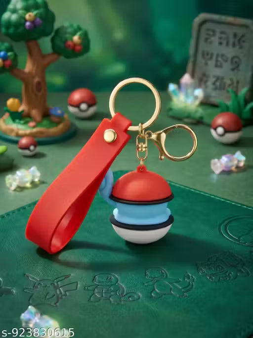 Squirtle Pokémon Keychain with Premium PVC Strap & Metal Ring Cute Cartoon Bag Charm for Keys, Backpack & Car Decor Gift