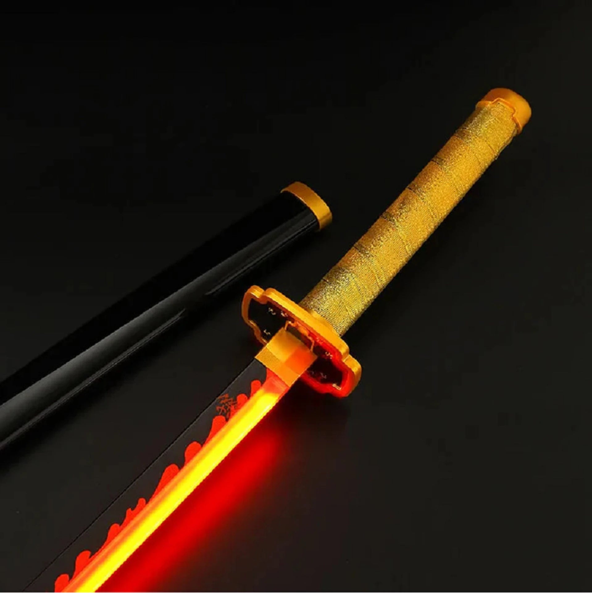 World Gift Mart Led Wooden Katana 104 Cm | Wooden Katana– Red Glowing Blade & Gold Handle Maces & Swords (Multicolor)