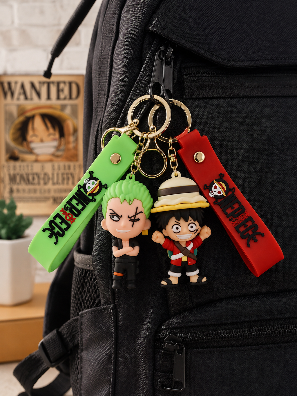 World Gift Mart (Pack of 2) Anime Character Keychain Set with Silicone Strap | Cute PVC Figure Key Chain