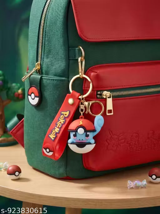 Squirtle Pokémon Keychain with Premium PVC Strap & Metal Ring Cute Cartoon Bag Charm for Keys, Backpack & Car Decor Gift