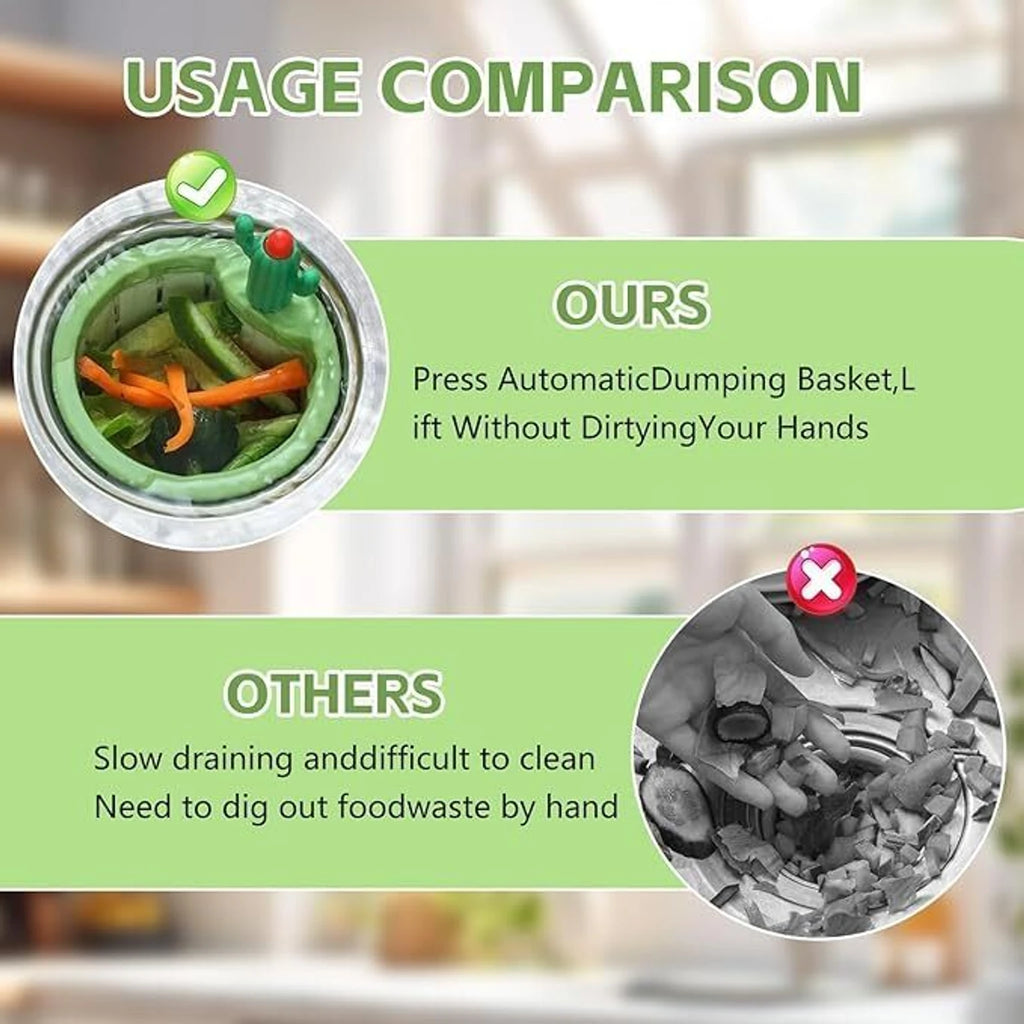 World Gift Mart Cactus Shape Sink Drain Filter Basket|Kitchen Sink Strainer & Food Waste Strainer (Green)