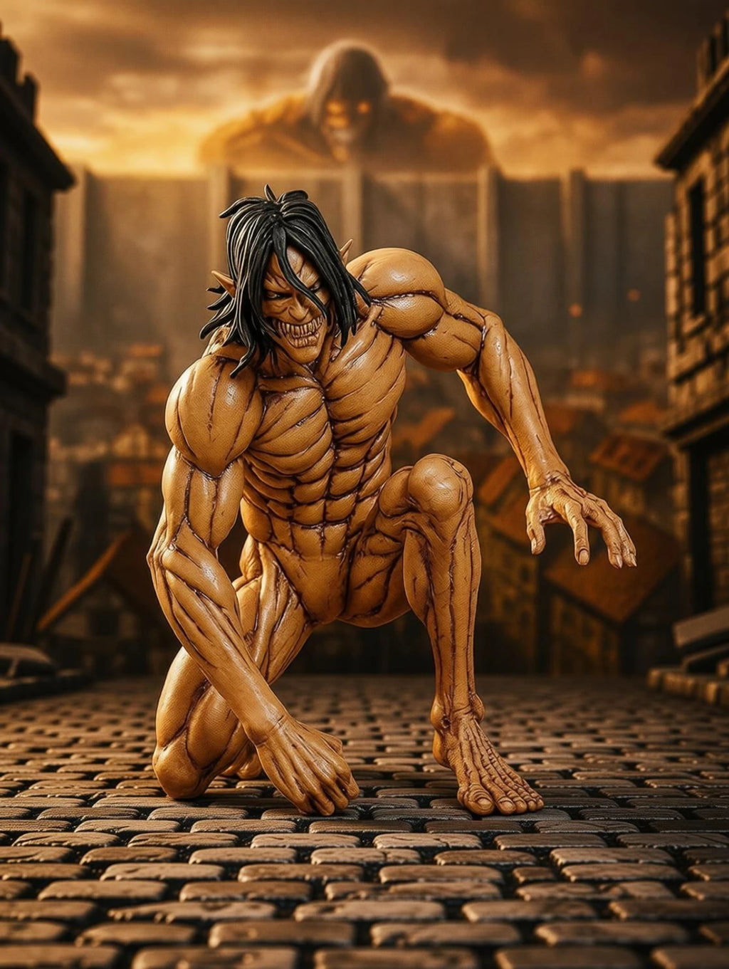 Attack on Titan Eren Yeager Action Figure 15.24 cm | Muscular Titan Form Anime Collectible Statue | Premium Display Figure for Desk Decor, Gaming Setup, Collection & Gifting