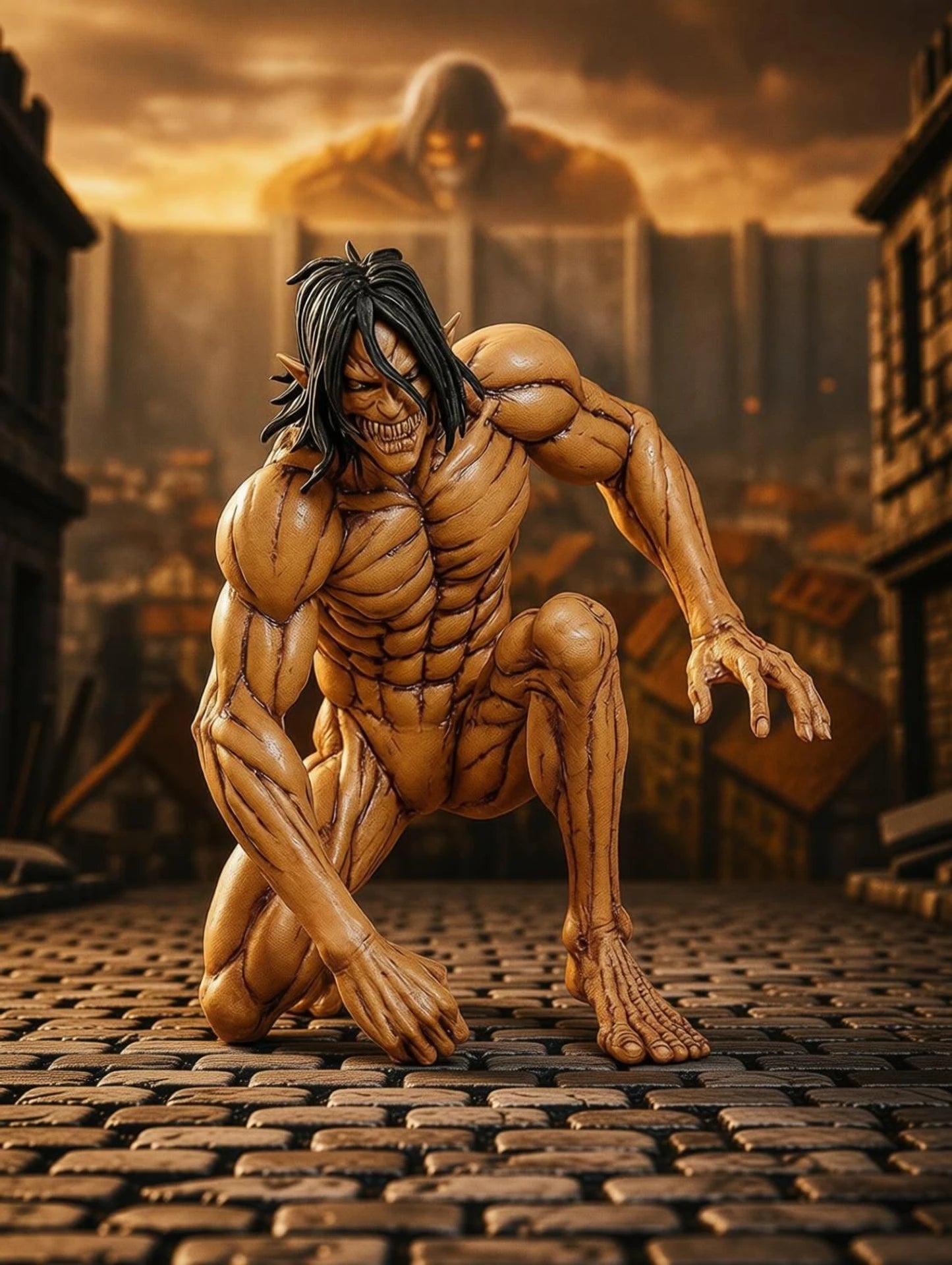Attack on Titan Eren Yeager Action Figure 15.24 cm | Muscular Titan Form Anime Collectible Statue | Premium Display Figure for Desk Decor, Gaming Setup, Collection & Gifting