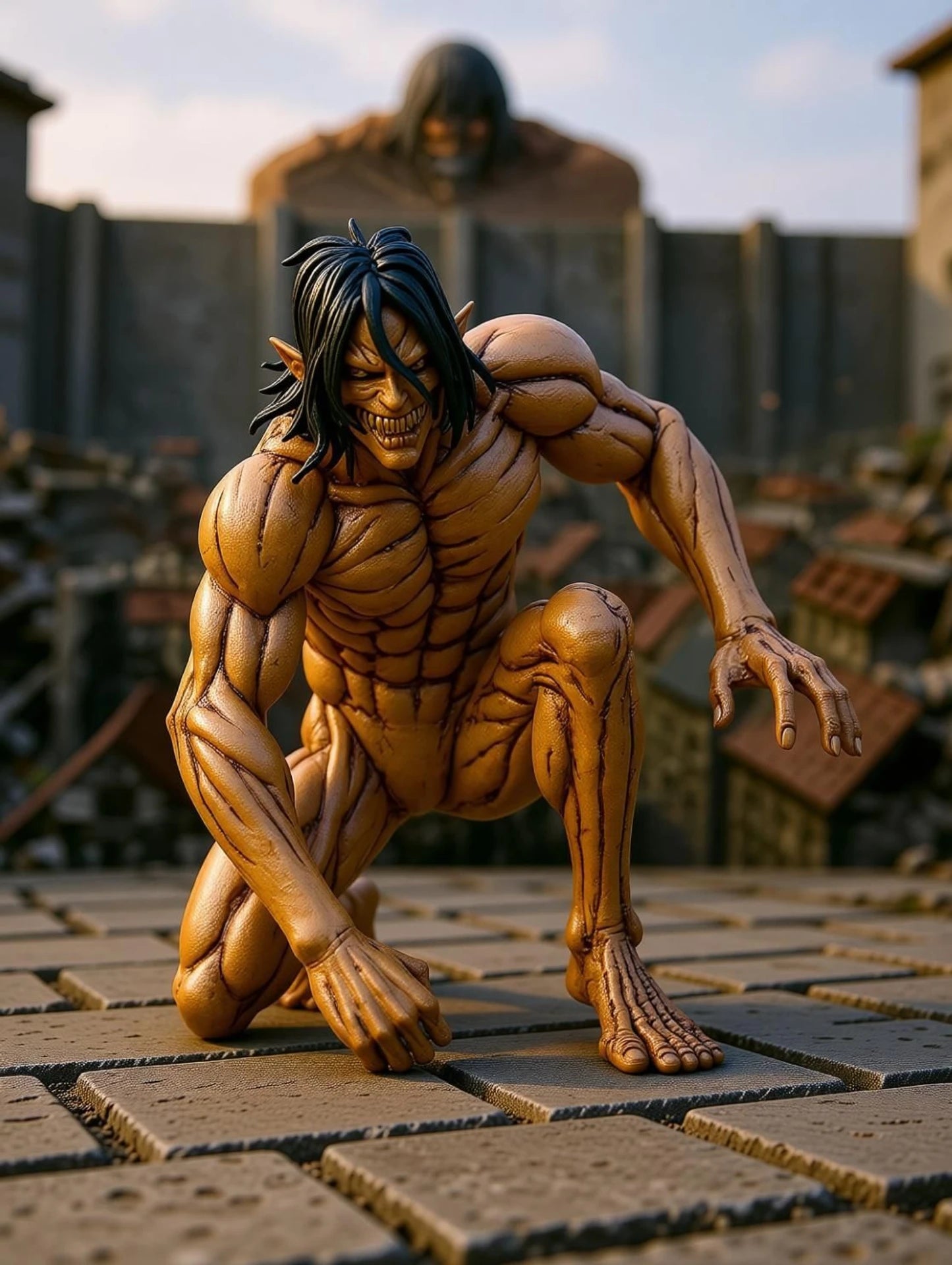 Attack on Titan Eren Yeager Action Figure 15.24 cm | Muscular Titan Form Anime Collectible Statue | Premium Display Figure for Desk Decor, Gaming Setup, Collection & Gifting
