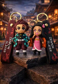 World Gift Mart Pack of 2 Anime Demon Slayer Keychain Set – Cute Tanjiro & Nezuko Key Rings Key Chain