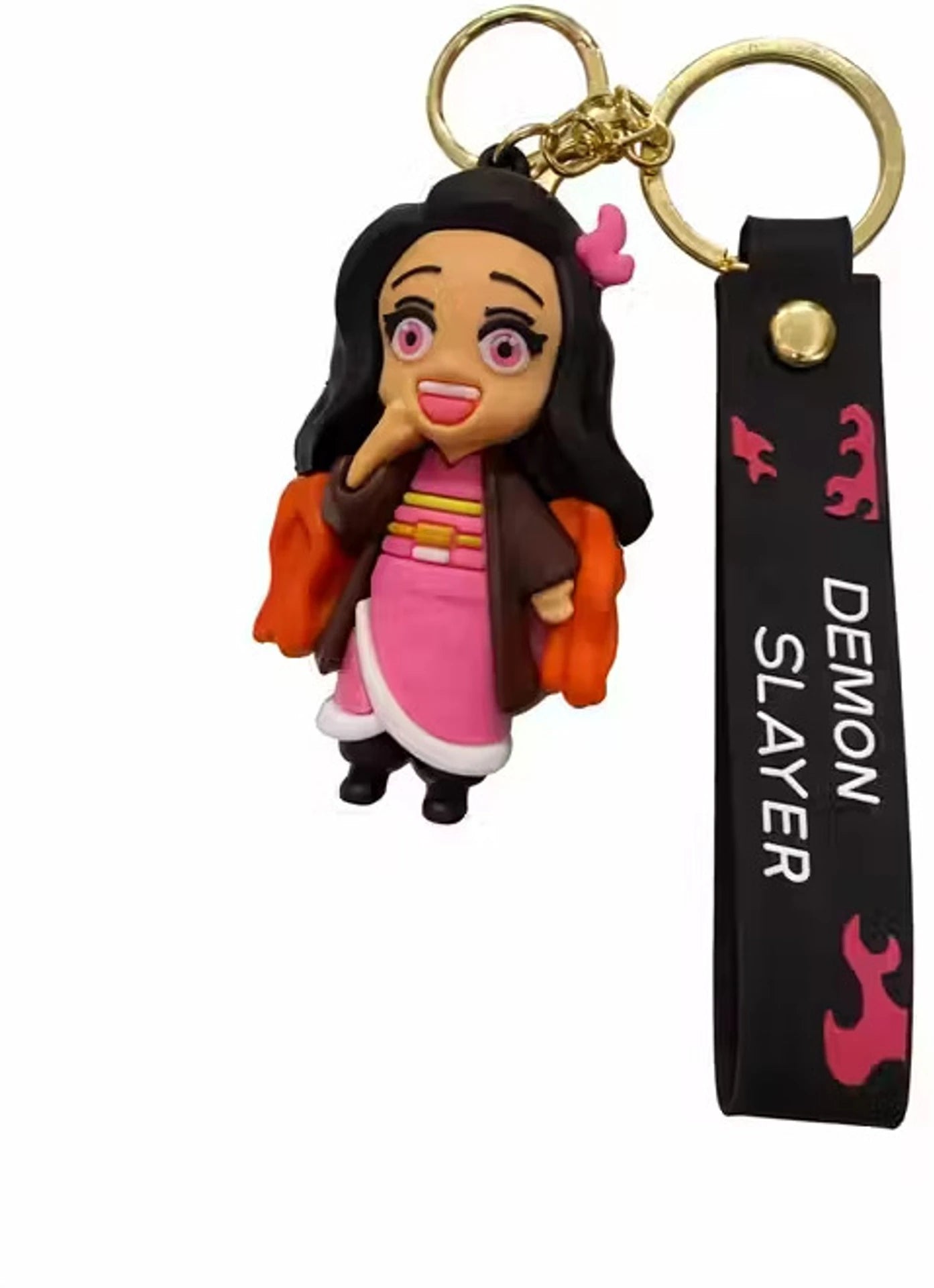 World Gift Mart Pack of 2 Anime Demon Slayer Keychain Set – Cute Tanjiro & Nezuko Key Rings Key Chain