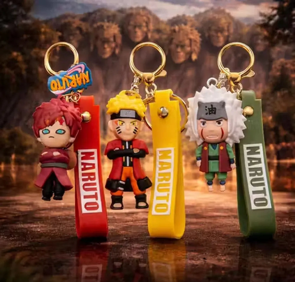 World Gift Mart (Pack of 3) Limited Edition Naruto Anime Keychain Combo | PVC Cartoon Keyring Key Chain