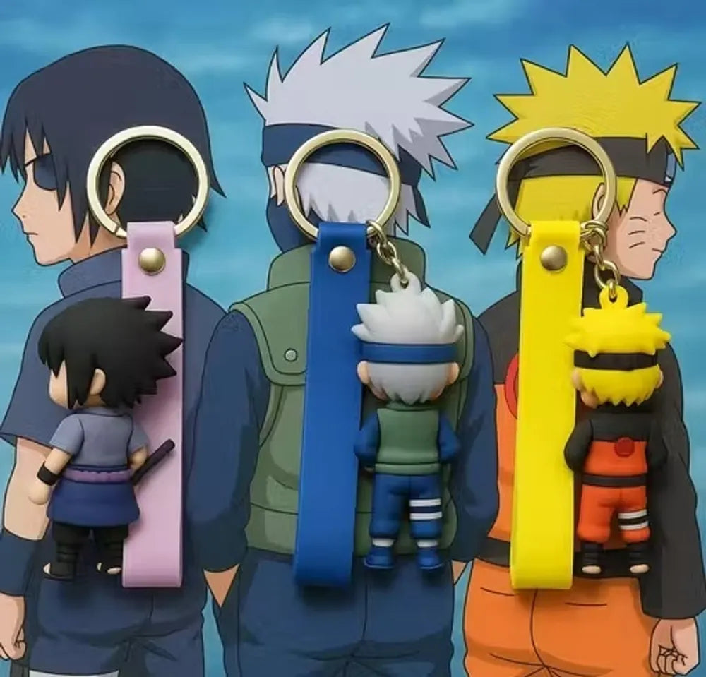 World Gift Mart PACK OF 3 Naruto Anime Keychain Set | Sasuke, Kakashi, Naruto Cartoon Character Key Chain