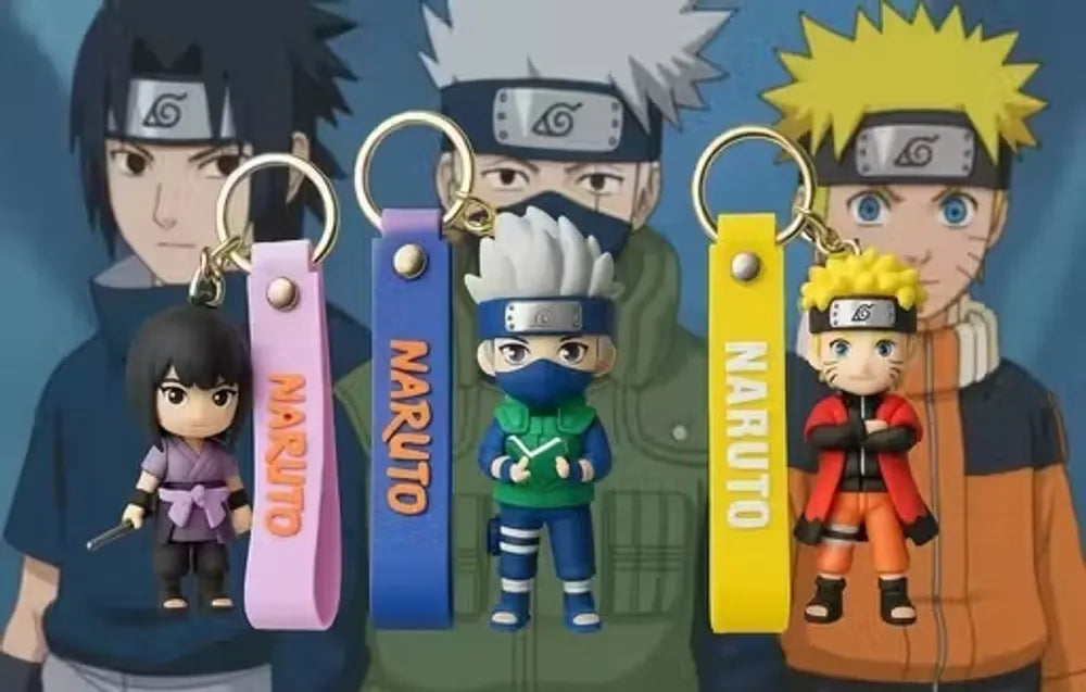 World Gift Mart PACK OF 3 Naruto Anime Keychain Set | Sasuke, Kakashi, Naruto Cartoon Character Key Chain
