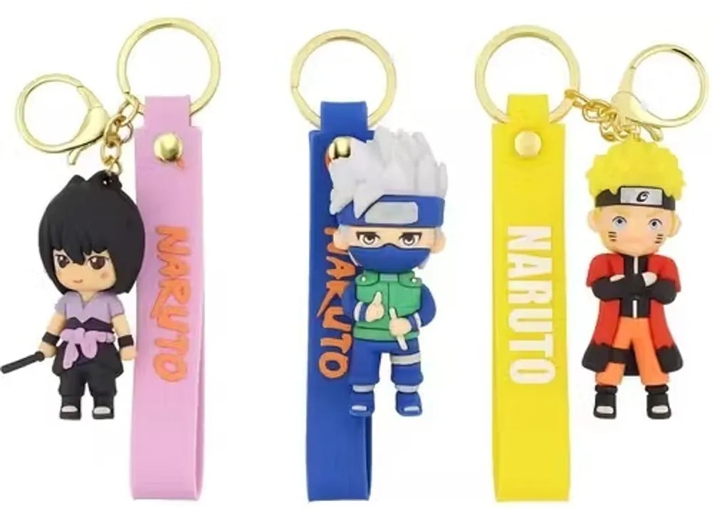 World Gift Mart PACK OF 3 Naruto Anime Keychain Set | Sasuke, Kakashi, Naruto Cartoon Character Key Chain