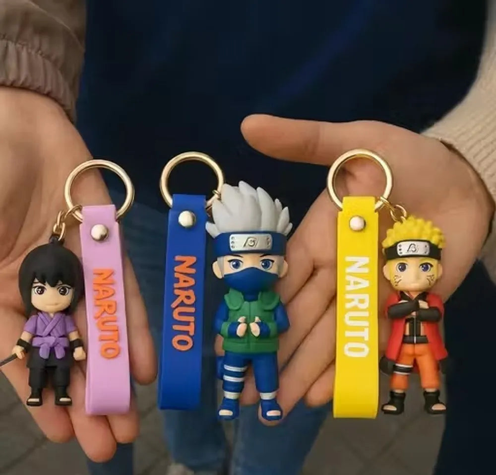 World Gift Mart PACK OF 3 Naruto Anime Keychain Set | Sasuke, Kakashi, Naruto Cartoon Character Key Chain