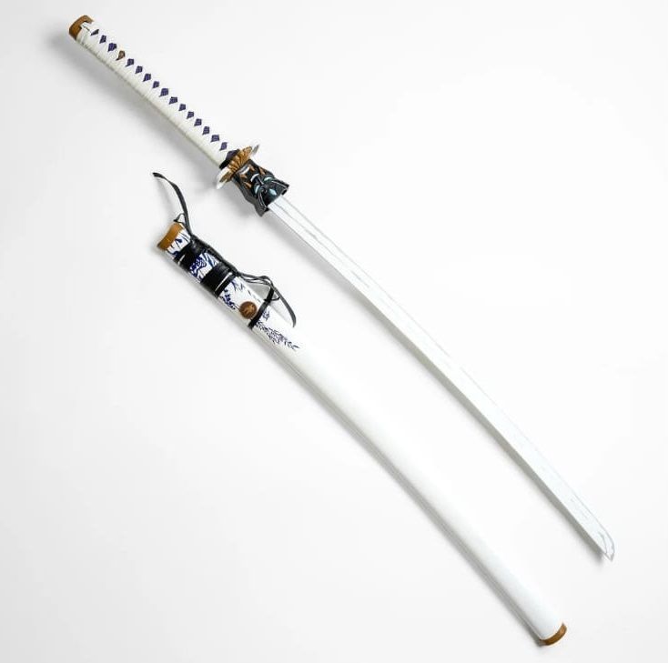 Valorant Inspired White Oni Katana Sword 105 CM | Premium Metal Cosplay Samurai Sword with Scabbard | Anime Display & Collector Replica