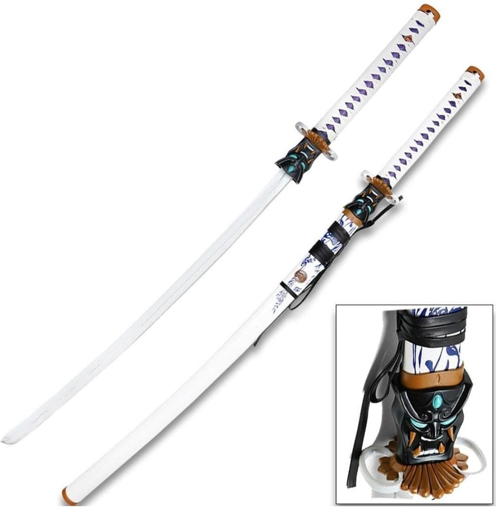Valorant Inspired White Oni Katana Sword 105 CM | Premium Metal Cosplay Samurai Sword with Scabbard | Anime Display & Collector Replica