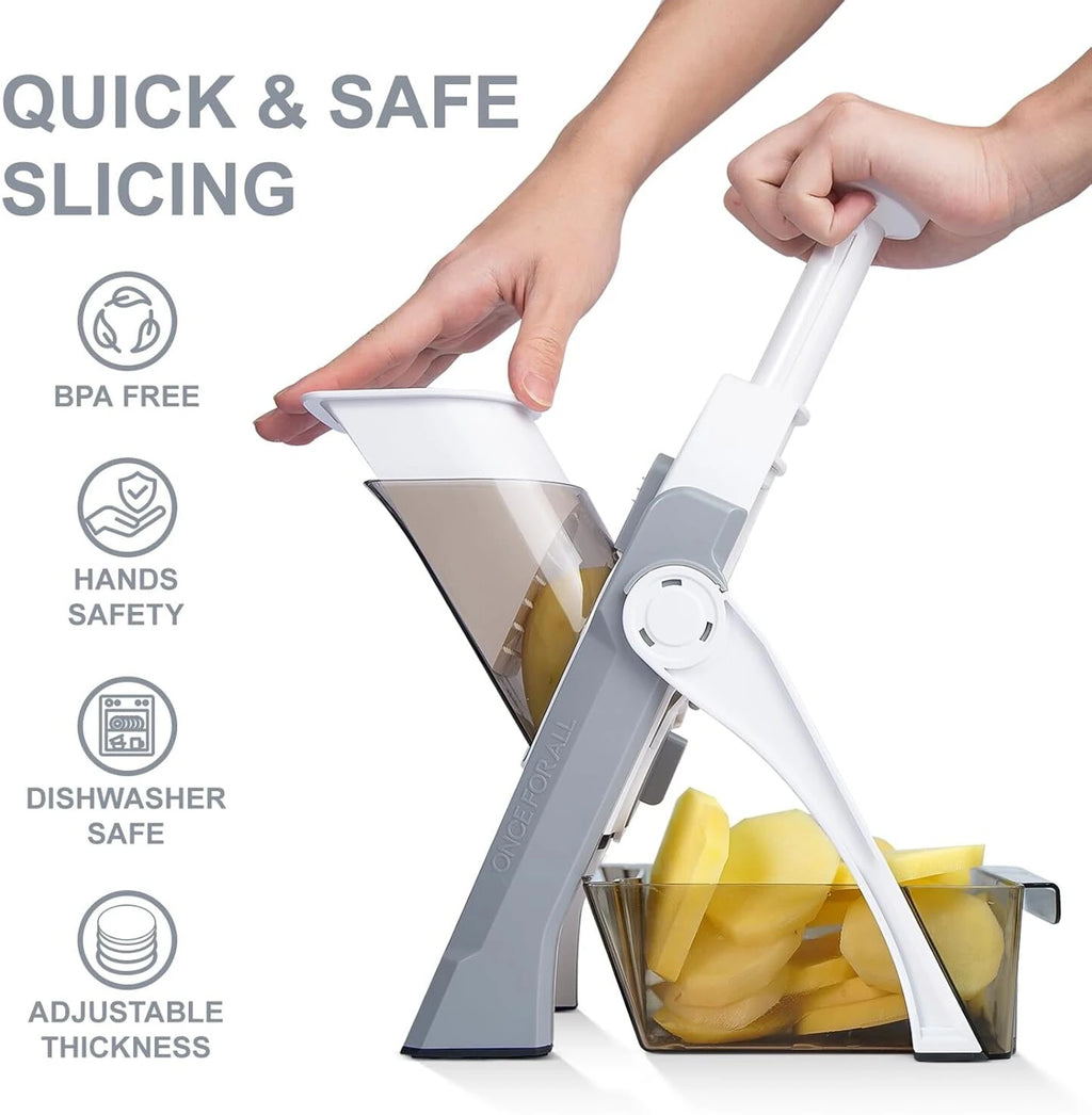 World Gift Mart 5-in-1 Adjustable Mandoline Vegetable Slicer with 4 Interchangeable,Food Slicer Vegetable & Fruit Slicer (1 chopper)