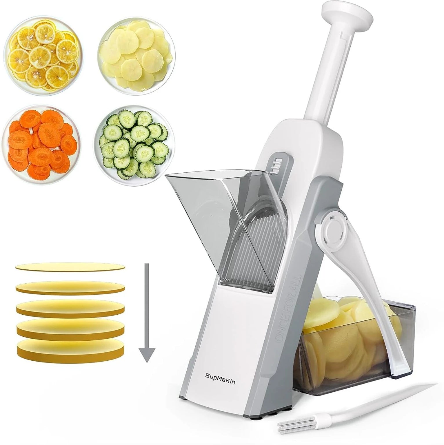 World Gift Mart 5-in-1 Adjustable Mandoline Vegetable Slicer with 4 Interchangeable,Food Slicer Vegetable & Fruit Slicer (1 chopper)
