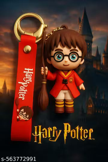 (Pack of 3) World Gift Mart Harry Potter Gryffindor Edition Pack of 3 Premium Metallic & PVC Keychain Set with Gift Box | Anime Key Rings for Bags, Car & Bike Keys | Collectible Gift for Potter Fans