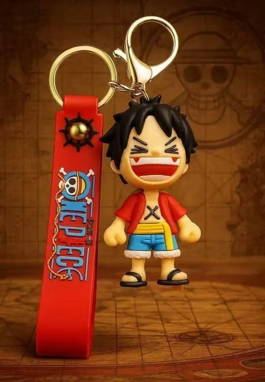 World Gift Mart Stylish One Piece Luffy Keychain with Anime Themed Strap | Premium Anime Cartoon Key Chain