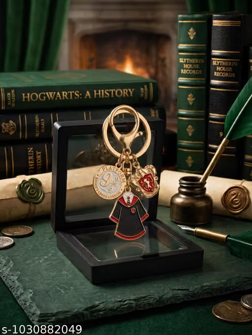 (Pack of 3) World Gift Mart Harry Potter Gryffindor Edition Pack of 3 Premium Metallic & PVC Keychain Set with Gift Box | Anime Key Rings for Bags, Car & Bike Keys | Collectible Gift for Potter Fans
