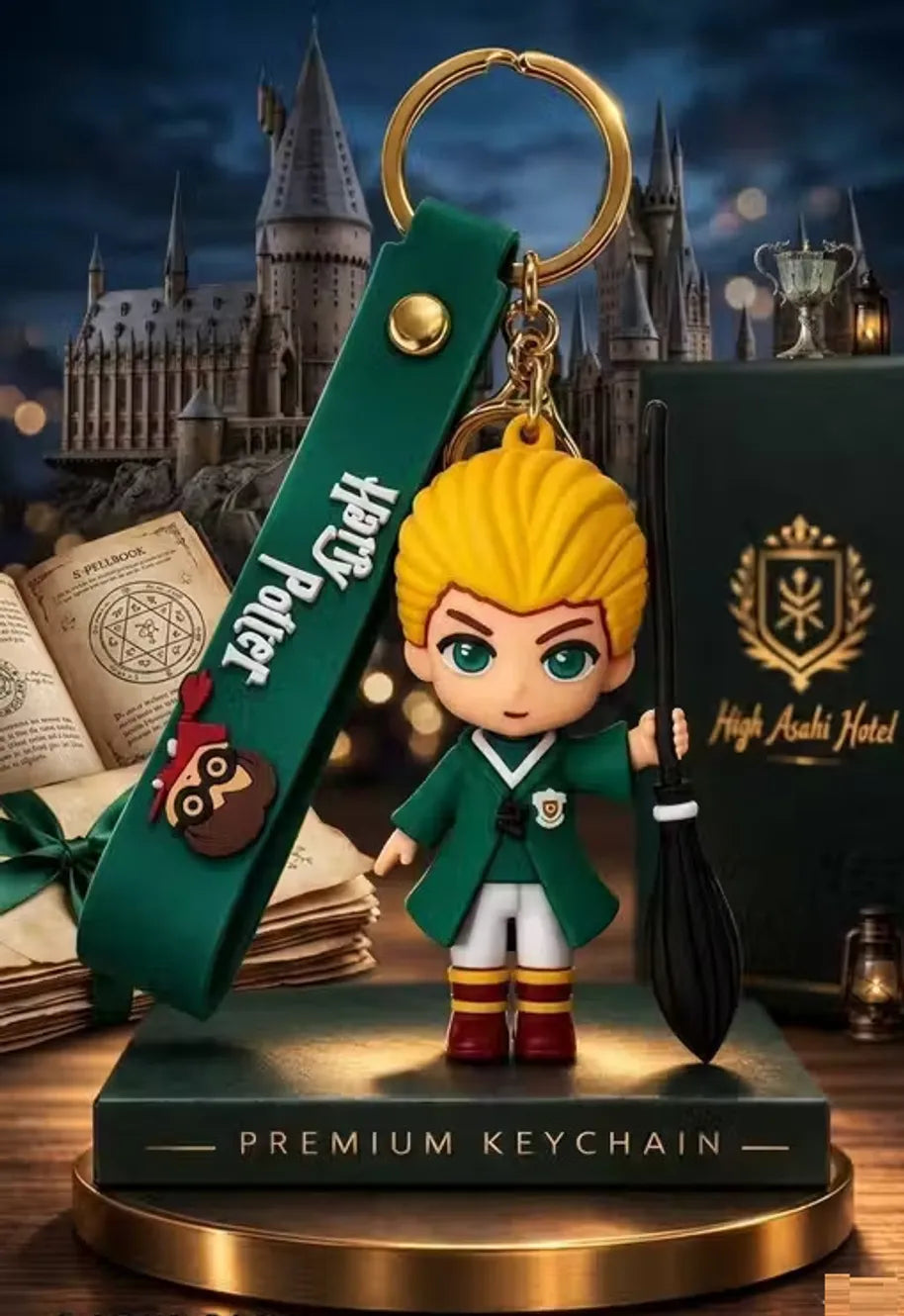 World Gift Mart Wizard School Anime-Inspired Character Keychain–Cute Figure with Silicone Strap Key Chain
