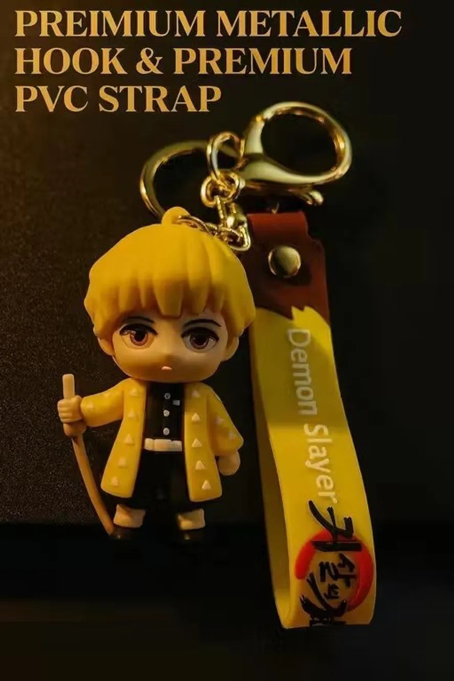 World Gift Mart Zenitsu Demon Slayer Anime Keychain for Boys & Girls | Premium PVC & Metal Hook Key Chain