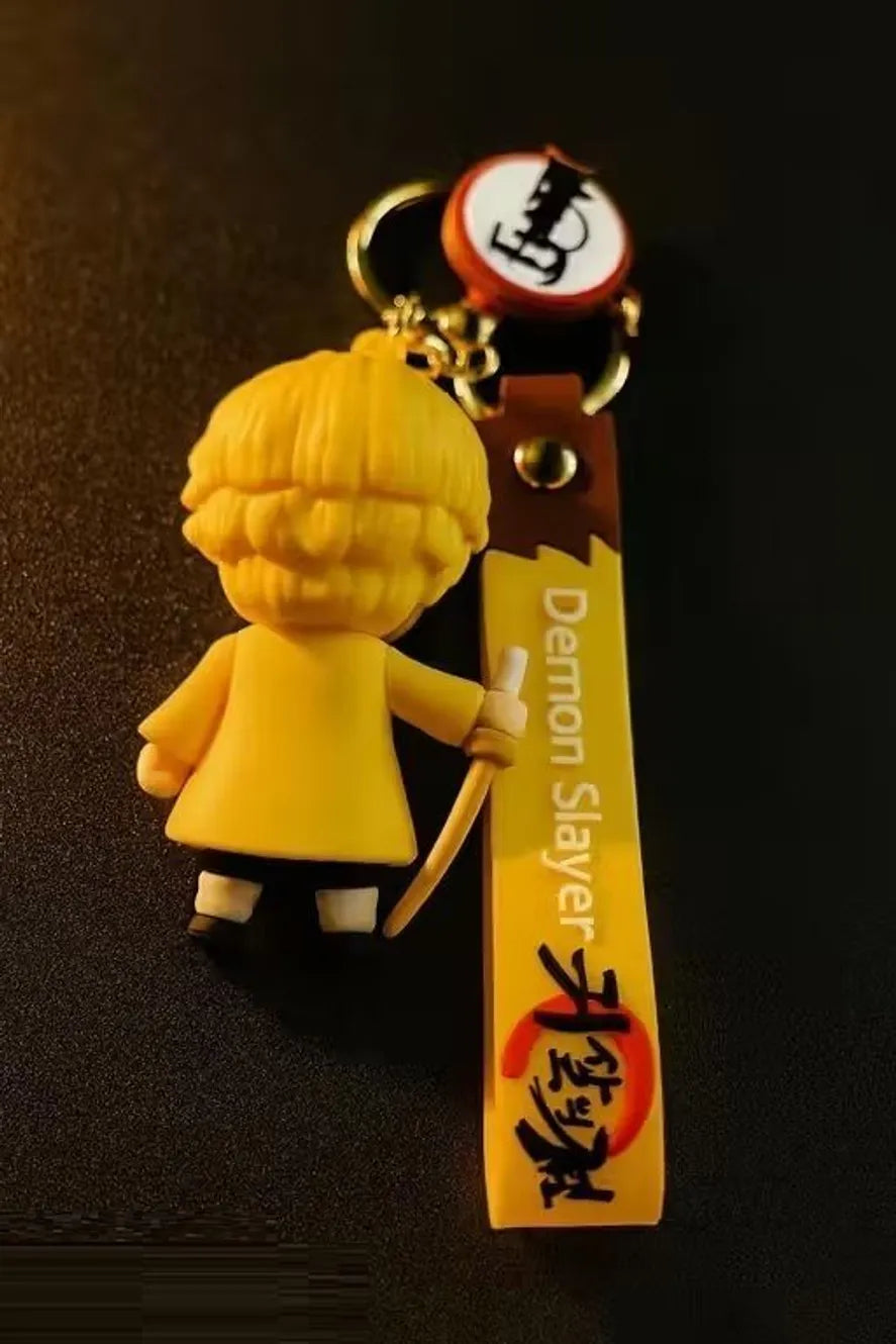 World Gift Mart Zenitsu Demon Slayer Anime Keychain for Boys & Girls | Premium PVC & Metal Hook Key Chain